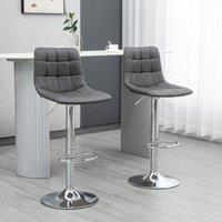 HOMCOM Stools Set of 2 Adjustable Breakfast Dining Stools for Home Kitchen in Grey