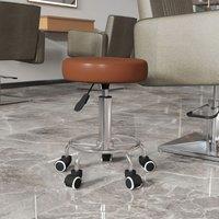 VINSETTO Round PU leather Salon Beautician Stool Adjustable Height in Brown