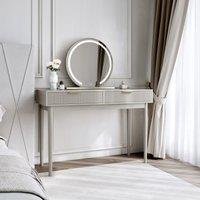 CARME HOME Layla Mocha Dressing Table With Eden LED Mirror in Brown