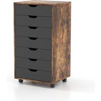 Costway 7-Drawer Storage Cabinet Mobile File Organizer Filing Dresser Chest in Brown