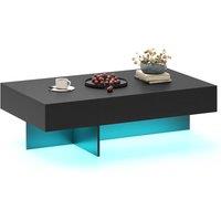 Costway Modern LED Coffee Table High-Gloss Accent Table with 3 Storage Drawers in Black