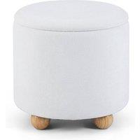 Costway Round Storage Ottoman 45 CM Chenille Fabric Footrest Stool in White