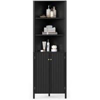Costway Modern Corner Storage Cabinet w/ 5 Shelves Bathroom Tall Cabinet in Black