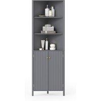 Costway Modern Corner Storage Cabinet w/ 5 Shelves Bathroom Tall Cabinet in Grey