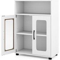 Costway Bathroom Cabinet Freestanding Cabinet w/ 2 Doors Storage Organizer in White