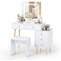 Costway Makeup Vanity Set Vanity Desk with Mirror & Lights in White