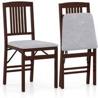 Costway Folding Dining Chairs Set of 2 Foldable Upholstered Kitchen Chairs
