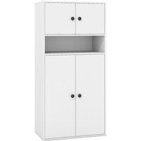 Costway 111 cm Tall Bookcase 4-Tier Modern Storage Organizer with 4 Doors in White