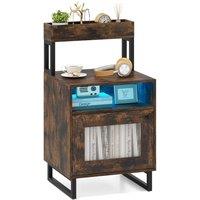 Costway Nightstand Modern End Table with Top Tray in Brown
