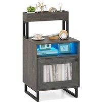 Costway Nightstand Modern End Table with Top Tray in Grey