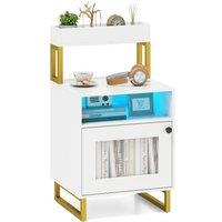 Costway Nightstand Modern End Table with Top Tray in White