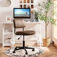 Costway Swivel Office Chair PU Leather Height Adjustable Executive Task Chairs in Brown