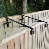 VOGREX 2 Pack Hanging Basket Brackets Metal for Wooden Garden Fence in Black