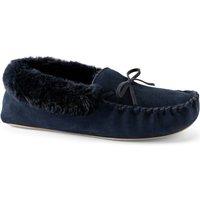 Lands' End Women's Suede Moccasin Slipper in Navy | Size: 6