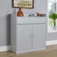 Home Source Shoe Storage Cabinet Cupboard 2 Door Hallway Organiser Compact in Grey