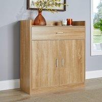 Home Source Shoe Storage Cabinet Cupboard 2 Door Hallway Organiser Compact in Brown