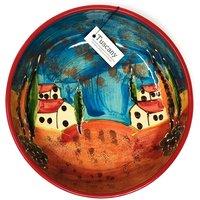 Verano Spanish Ceramics Tuscany Hand Painted Village Ceramic Kitchen Dining Large Fruit Bowl (Diam) 28cm