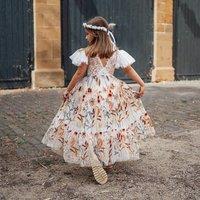 UK Flower Girl Boutique Girl's Enchanted Snow Butterfly Dress - Chantilly Lace in White | Size: 6-12 m