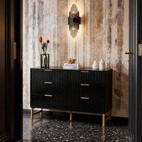 FURNITURE ONE Chest of Drawers, 6 Drawers Storage Cabinet with Metal Legs in Black | Size: 1 Pack