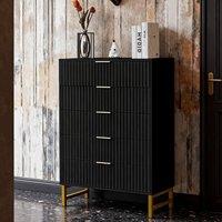 FURNITURE ONE Chest of 5 Drawers Storage Cabinet with Metal Legs - Black | Size: 1 Pack