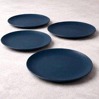 Dragodirect Reusable 25cm Dinner Plates Set of 4 Navy Plastic Tableware