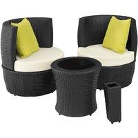 tectake Nizza 2+1+1 Aluminum Rattan Seating Set in Black | Size: 2 Seater