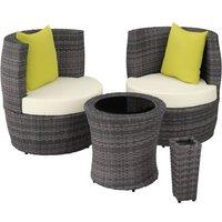 tectake Nizza 2+1+1 Aluminum Rattan Seating Set in Grey | Size: 2 Seater