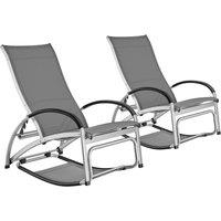 tectake Sun Lounger Avignon - 2 in 1 functions, adjustable backrest in Dark Grey | Size: 2 Seater