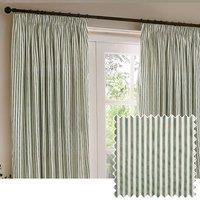 Yard Hebden 100% Cotton Blackout Pencil Pleat Curtain Pair in Green | Size: 229 cm width x 229 cm drop