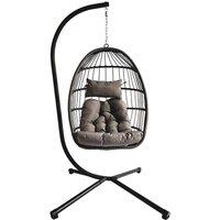 Groundlevel Luxury Hanging Egg Chair with Cushion in Grey