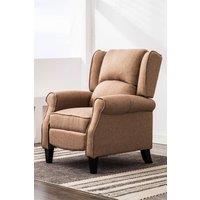 More4Homes Eaton Wing Back Fireside Herringbone Fabric Pushback Recliner Chair in Cream