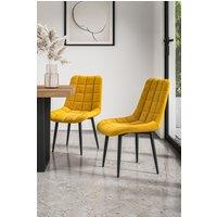 More4Homes Set of 8 Nova Modern Velvet Dining Chair Padded Seat Metal Legs Kitchen in Mustard