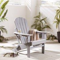 VonHaus Westport Reclining HDPE Folding Adirondack Garden Chair in Grey | Size: 1 Pack