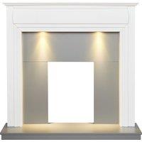 Adam Fires & Fireplaces Adam Honley Fireplace in Pure White & Grey with Downlights, 48 Inch