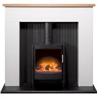 Adam Fires & Fireplaces Adam Innsbruck Stove Fireplace in Pure White with Keston Electric Stove, 45 Inch in Black