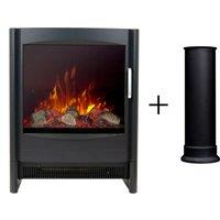 Sureflame Keston Electric Stove in Black with Straight Stove Pipe