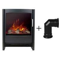 Sureflame Keston Electric Stove in Black with Angled Stove Pipe