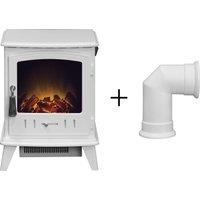 Adam Fires & Fireplaces Adam Aviemore Electric Stove in White Enamel with Angled Stove Pipe