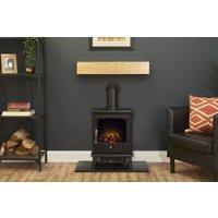 Adam Fires & Fireplaces Oak Beam, Hearth & Stove Pipe with Aviemore Stove in Black