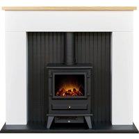 Adam Fires & Fireplaces Adam Innsbruck Stove Fireplace in Pure White with Hudson Electric Stove in Black, 45 Inch in Black
