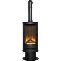 Acantha Fires & Fireplaces Acantha Orbit Cylinder Electric Stove in Black with Tall Angled Stove Pipe in Black