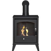 OKO Bio Ethanol Fires S2 Bio Ethanol Stove in Charcoal Grey with Angled Stove Pipe in Black