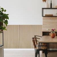 Fuse Acoustic Wall Panels Acoustic Wooden Wall Panel in Natural Oak, 1.2m x 0.6m in Brown