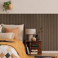Fuse Acoustic Wall Panels Acoustic Wooden Wall Panel in Smoked Oak, 1.2m x 0.6m in Brown