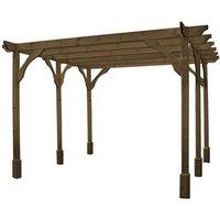 Rutland County Garden Furniture Ltd Premium Pergola 6 Posts - Wood - L300 x W600 x H270 cm - Light Green in Brown