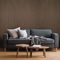 Fuse Acoustic Wall Panels Acoustic Wooden Wall Panel in Smoked Oak, 2.4m x 0.6m in Brown