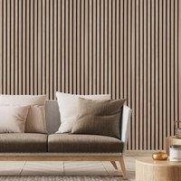 Fuse Acoustic Wall Panels Acoustic Wooden Wall Panel in Walnut Effect, 2.4m x 0.6m in Brown
