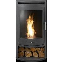 OKO Bio Ethanol Fires OKO S5 Bio Ethanol Cylinder Stove with Log Storage in Charcoal Grey