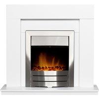 Adam Fires & Fireplaces Adam Malmo Fireplace in White with Colorado Electric Fire in Brushed Steel, 39 Inch in Grey