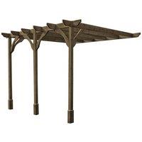 Rutland County Garden Furniture Ltd Wall Mounted Premium Pergola 3 Posts, L300 x W540 x H270 cm, Brown
